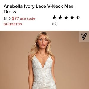 Lulu's anabella ivory lace maxi dress NWT
